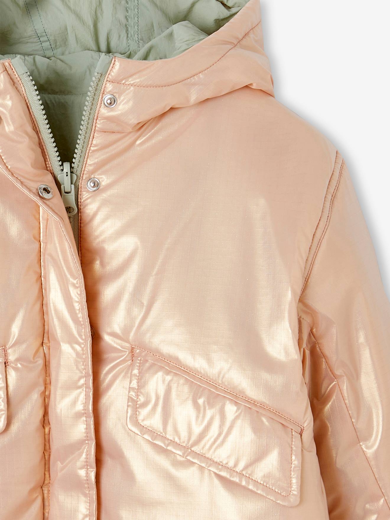 Vertbaudet Mädchen Wende-Jacke mit Recycling-Polyester - salbeigrün