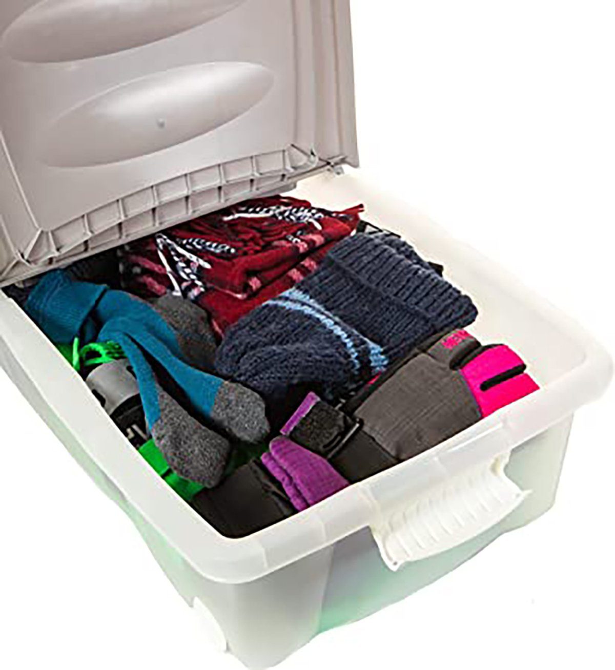Centi Unterbettkommode Unterbett Aufbewahrungsbox Flach, Transparenter Bettkasten (Set, 3 St., 32 Liter 80 x 40 x 17 cm), Unterbettkommode mit Rollen, Deckel, Clip-Verschlüssen