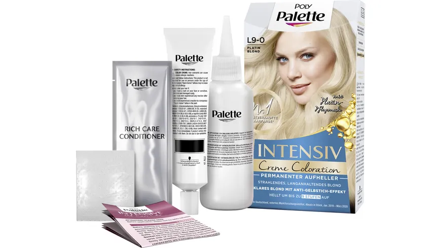 POLY PALETTE Intensiv Creme Coloration Permanenter Aufheller Platin Blond L9-0 - Stufe 3