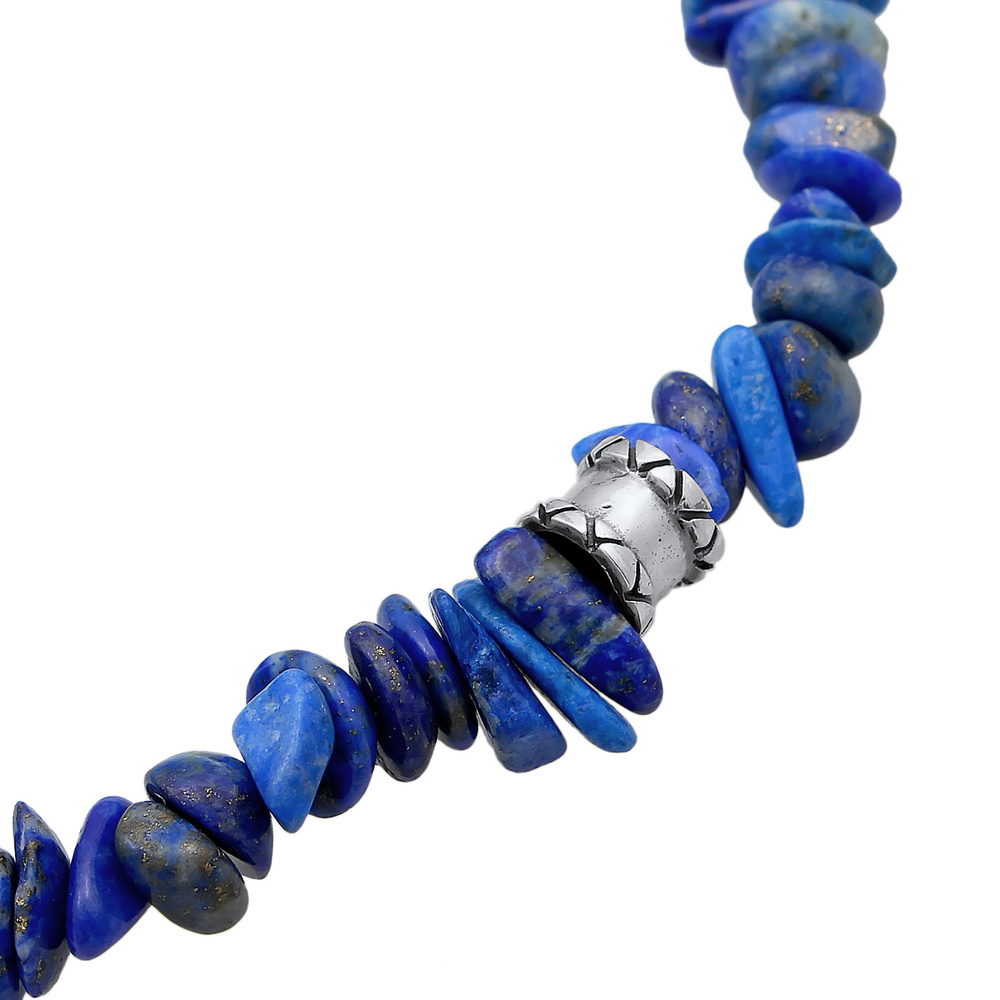 KUZZOI KUZZOI Bracelet Hommes Perles Vinatge avec des pierres Lapis Lazuli en argent ste Bracelet