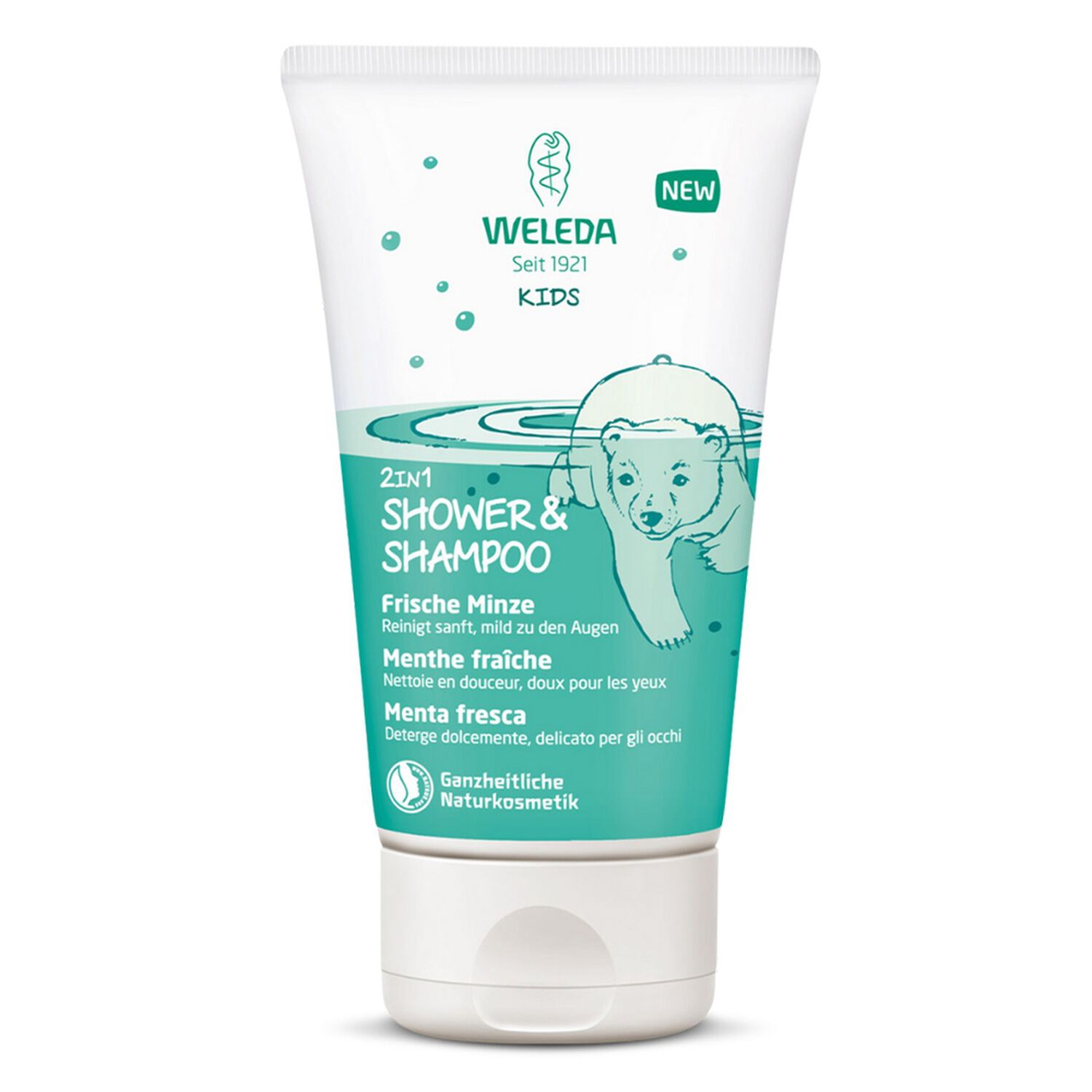 Weleda Menthe Fraîche Kids Crème de Douche 2en1 - Corps et Cheveux pour Enfant - 150 ml