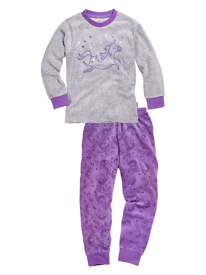 Playshoes Pyjama in Lila/ Grau günstig kaufen