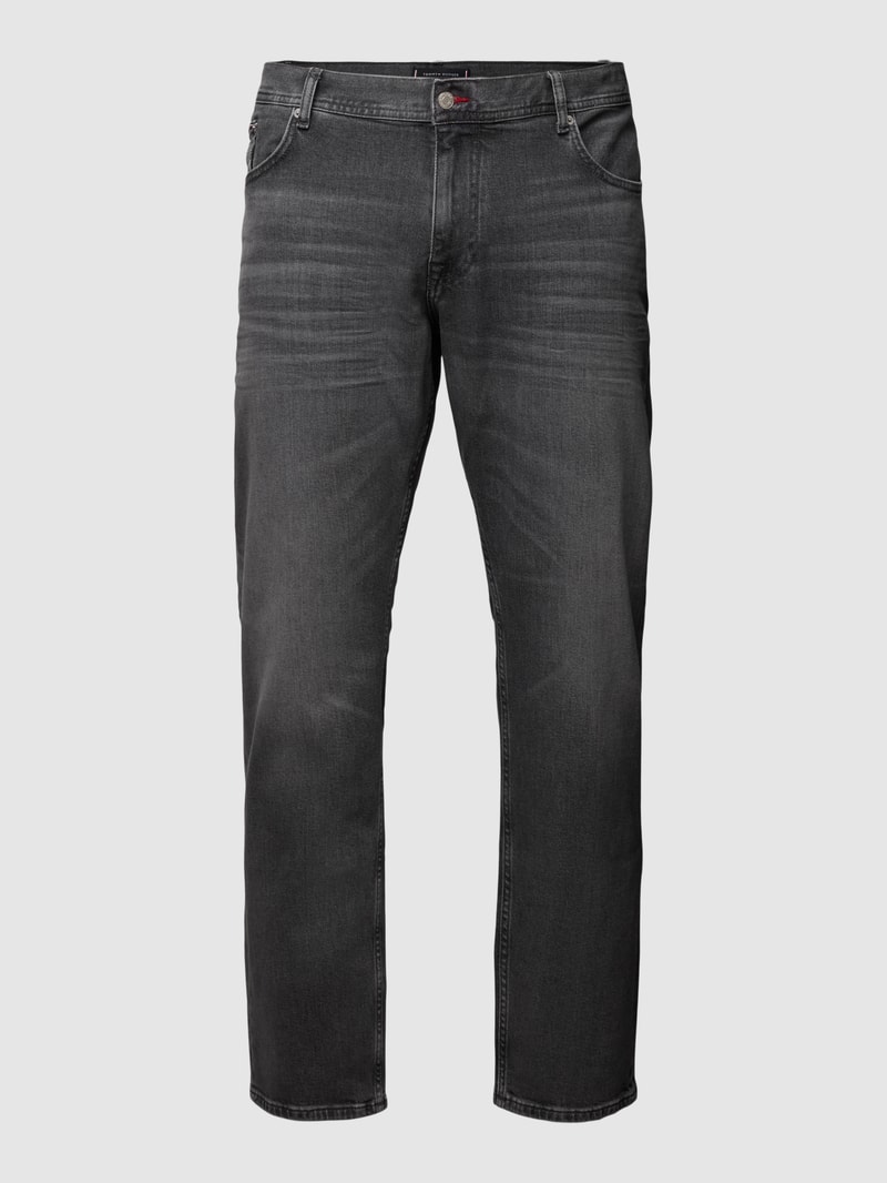 PLUS SIZE Jeans mit Label-Patch Modell 'Madison' in mittelgrau