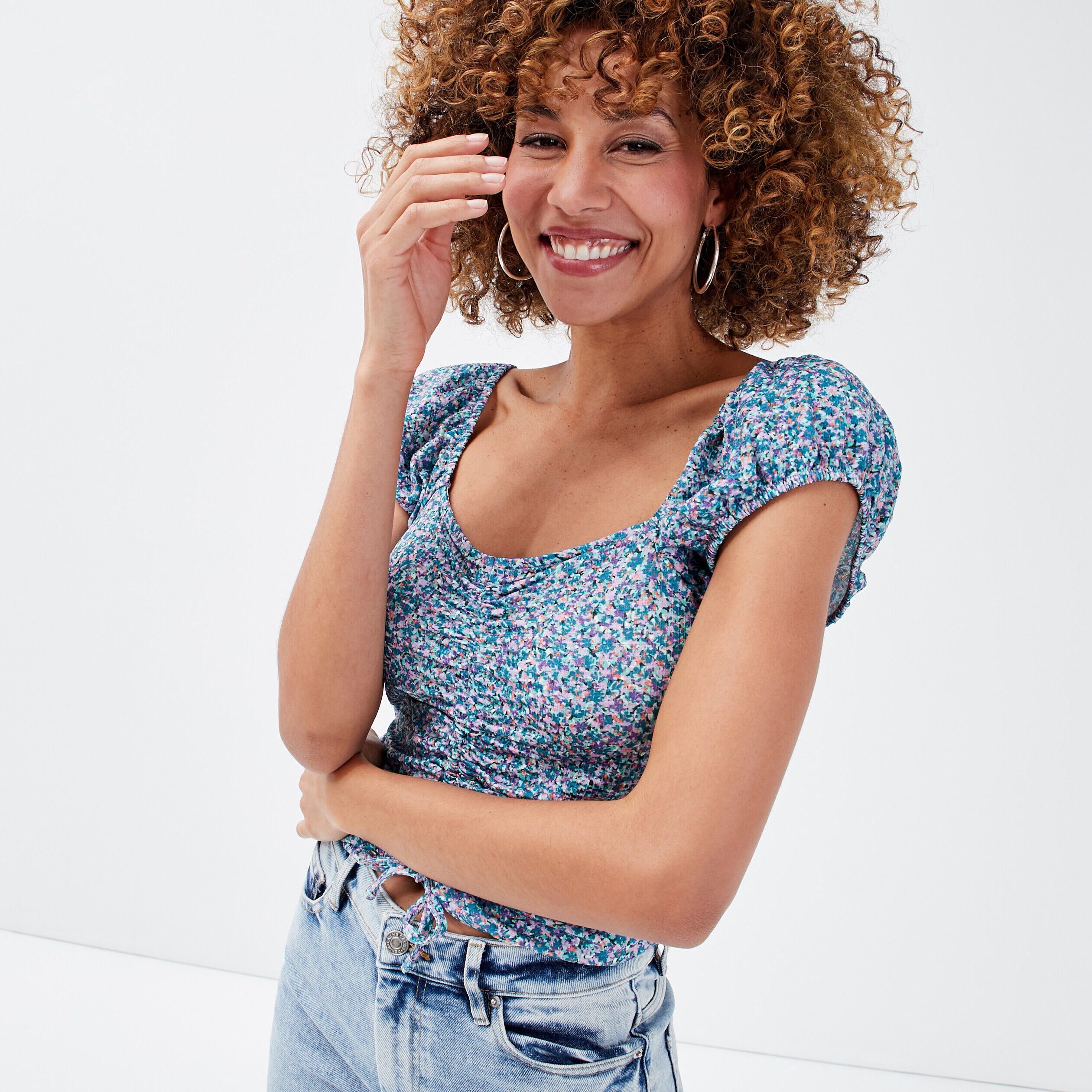 T-shirt manches courtes vert femme | Cache Cache