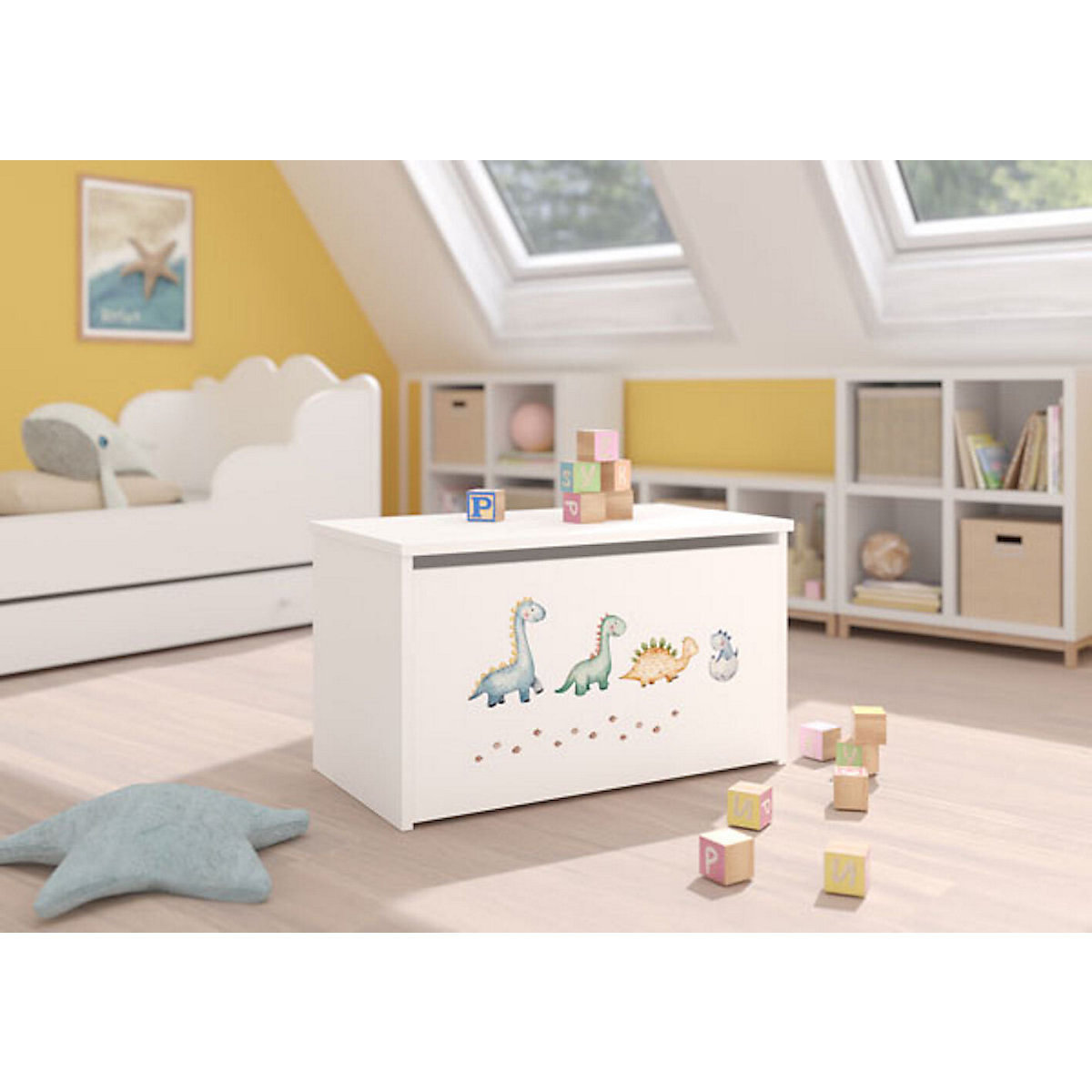 Spielzeugtruhe Sitztruhe Daria 73cm Motiv wählbar mit 1 Klappe