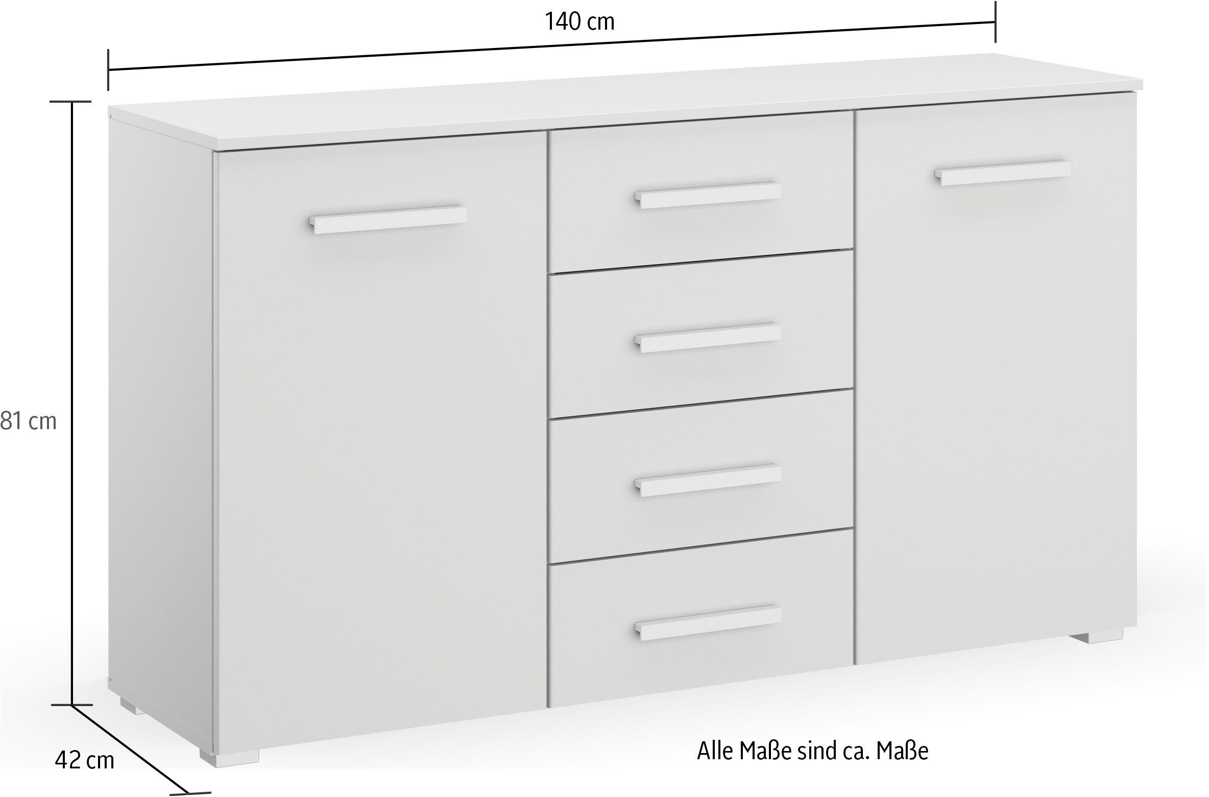 rauch Kommode Koluna, mit 4 Schubkästen, inkl. 3er-Set Filzboxen