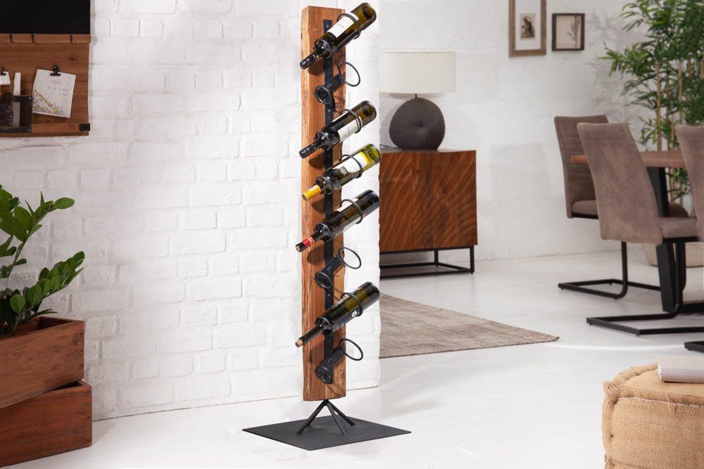 riess-ambiente Weinregal BARRACUDA 140cm natur / schwarz, 1-tlg., Wohnzimmer · Massivholz · Metall · für 8 Flaschen · Industrial