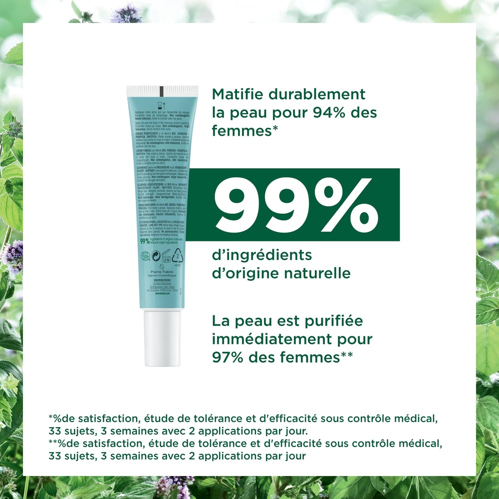 Klorane Menthe Aquatique - Crème pureté visage B io Soin visage