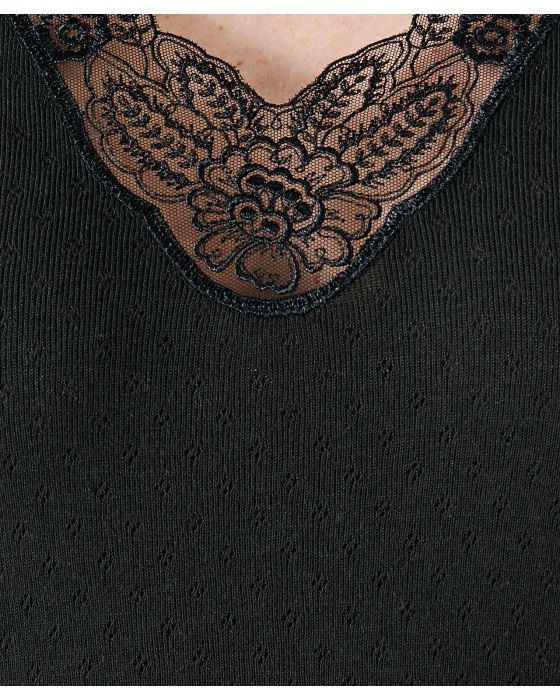 Tee-shirt maille ajourée, guipure à l'encolure Thermolactyl