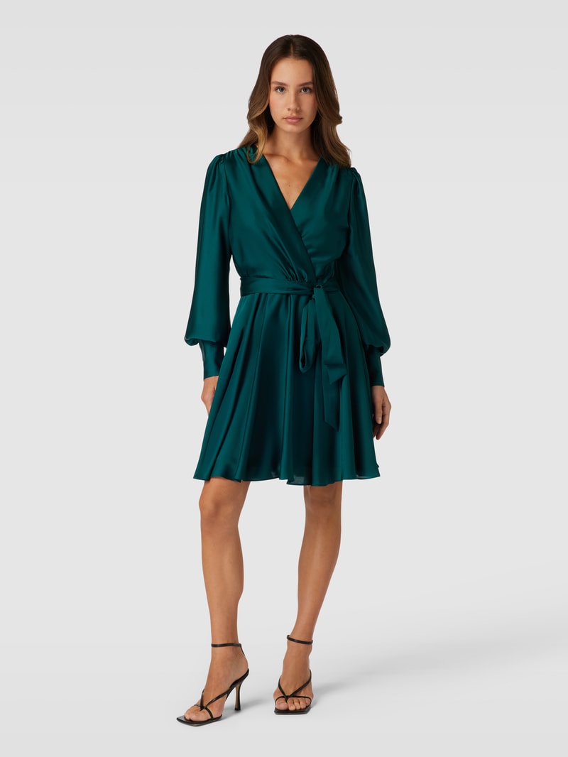 Minikleid in Wickel-Optik mit Bindegürtel in grün