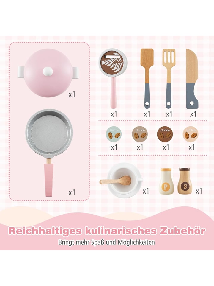 COSTWAY Kinderküche mit Zubehör in Rosa günstig kaufen onesize