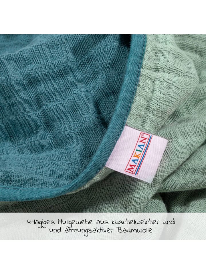 Makian Wende-Kuscheldecke / Babydecke Mull in gruen,blau günstig kaufen onesize