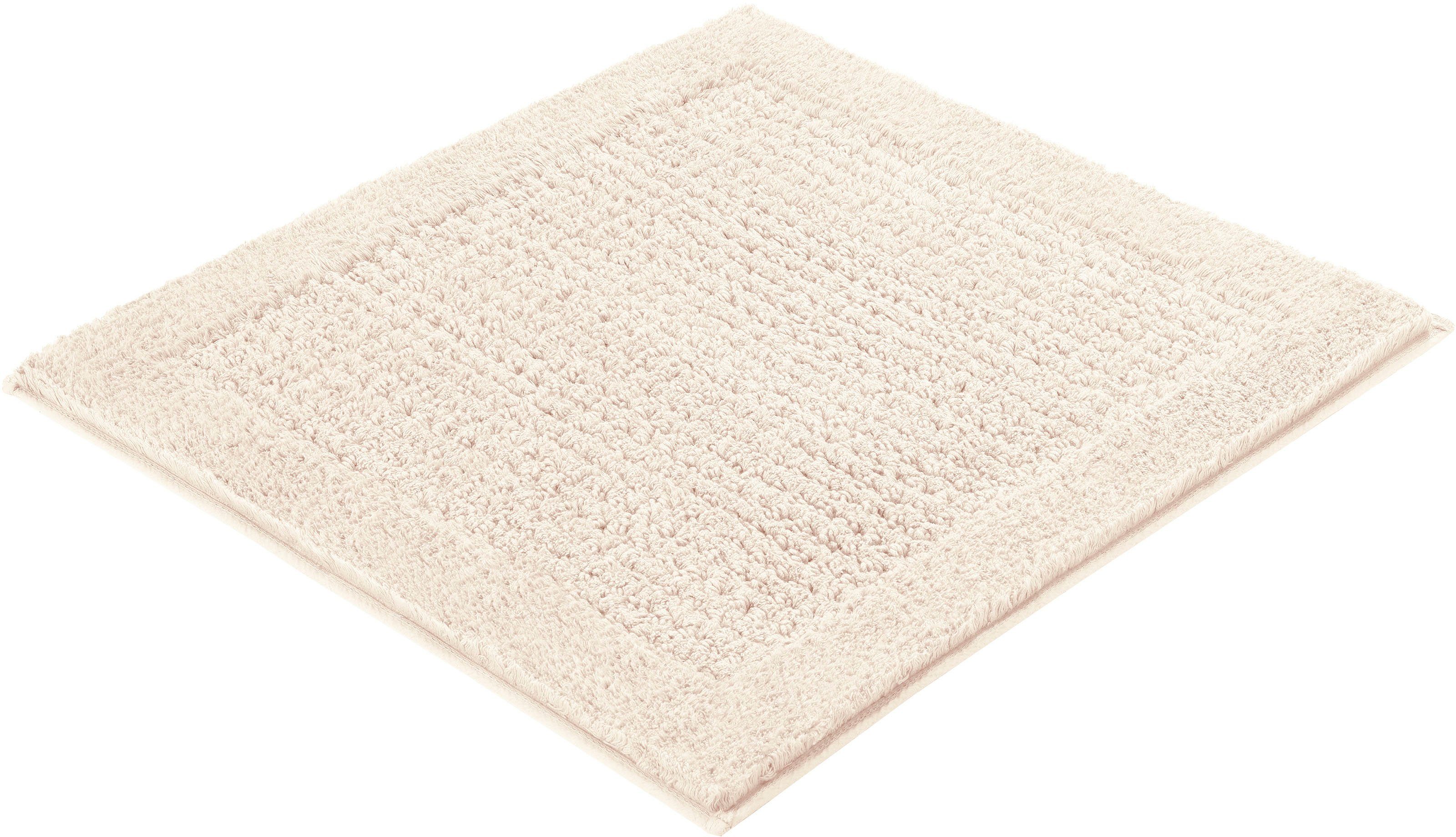 Badematte Net Kleine Wolke, Höhe 17 mm, rutschhemmend beschichtet, fußbodenheizungsgeeignet, Baumwolle, quadratisch, Badteppich, Uni Farben, rutschhhemmend