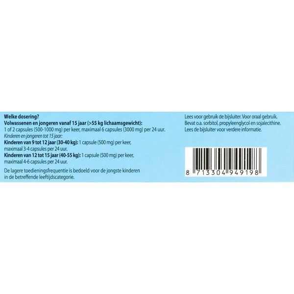 Roter Paracetamol 500 mg Liquid Caps Medicine - 20 capsules