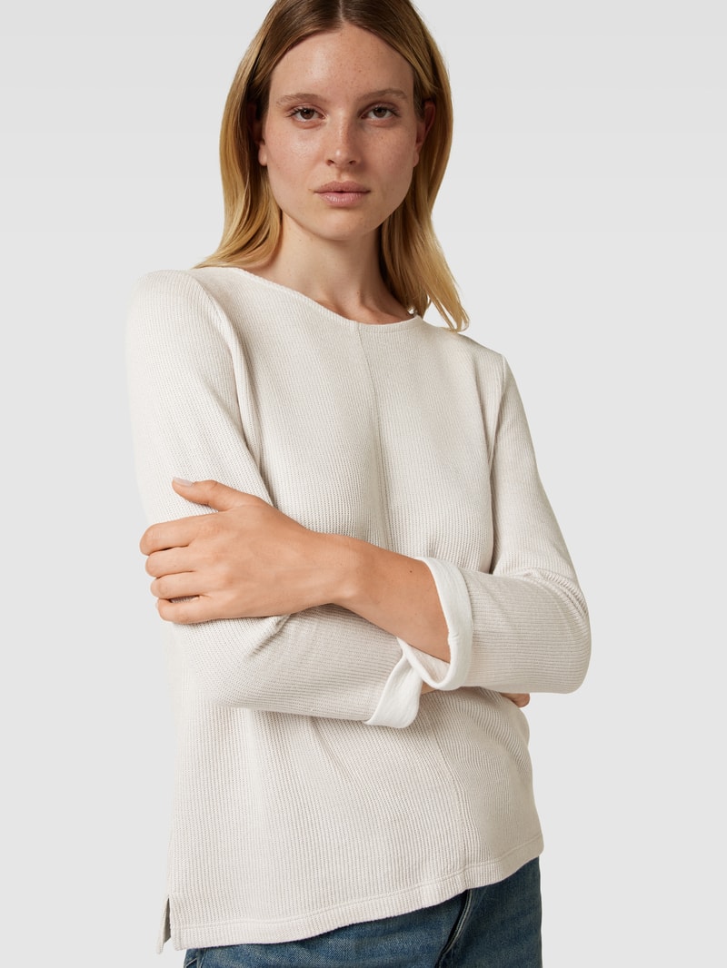 Pullover aus Viskose-Mix mit 3/4-Arm in hellgrau meliert