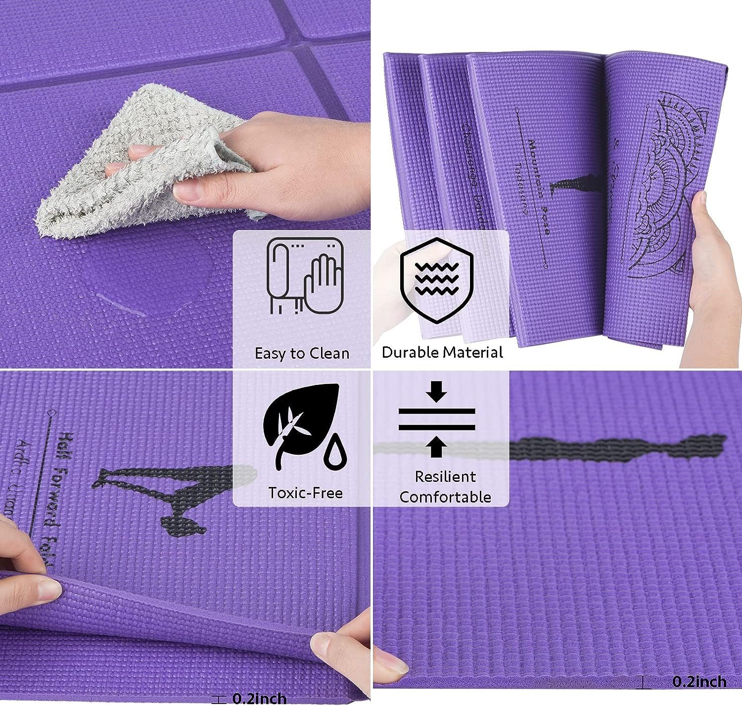Runxizhou Sporthandtuch Faltbare Yogamatte für Frauen, rutschfeste Übungsmatte für Home Gym, (1-St)