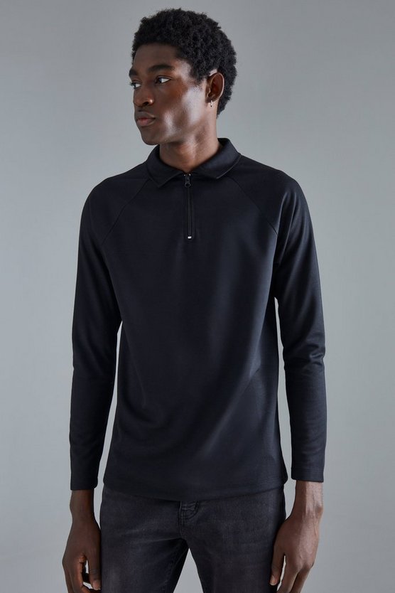 Langärmliges Slim-Fit Raglan Poloshirt