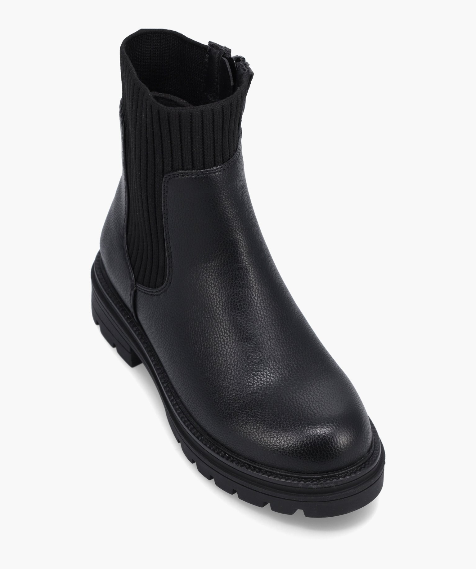Boots fille unies à col chaussette et semelle crantée noir | GEMO