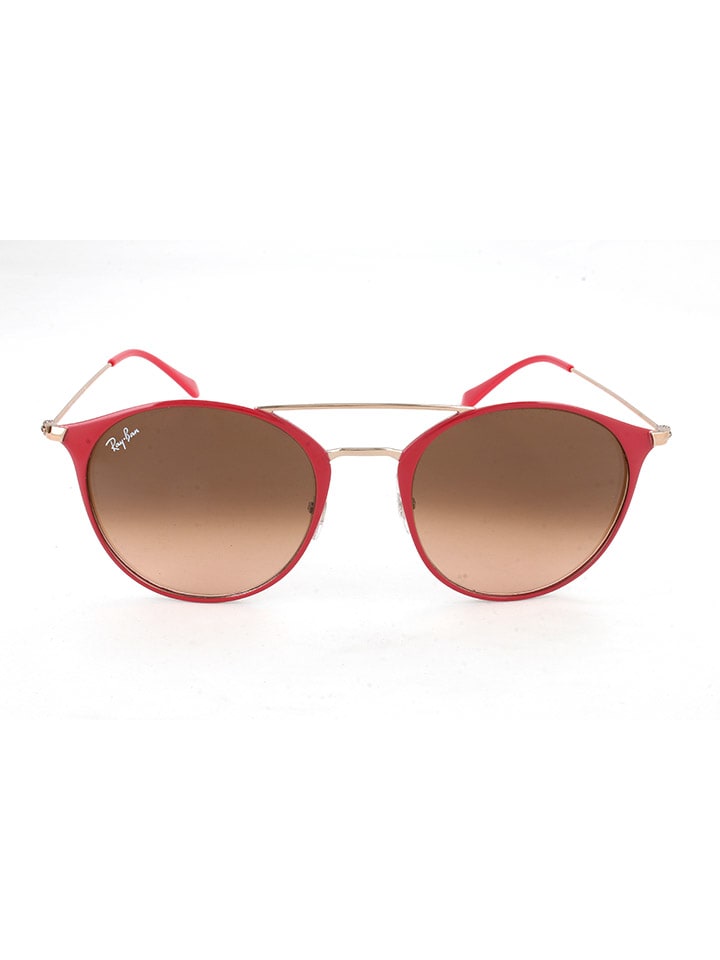 Ray Ban Unisex-Sonnenbrille in Rot-Gold/ Hellbraun günstig kaufen