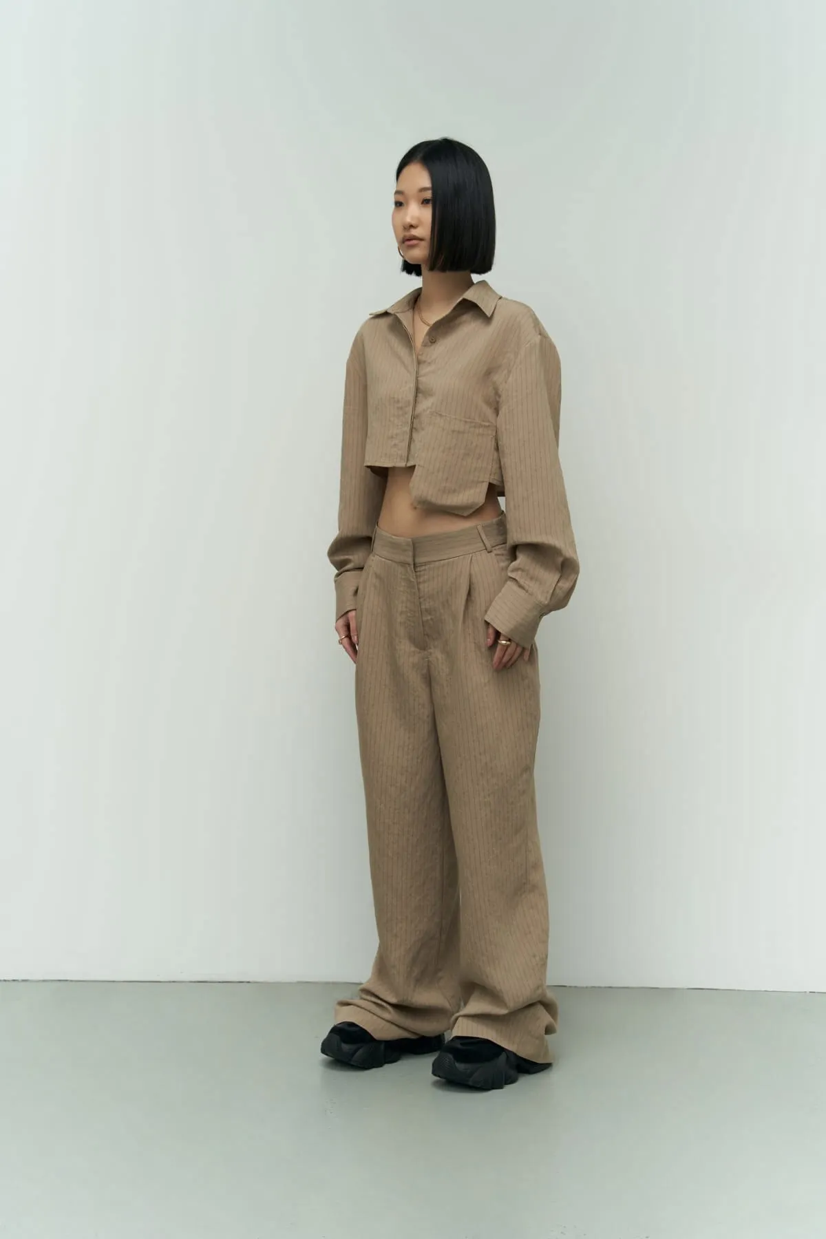 MAİ COLLECTİON  Valente Nerzfarbenes Crop-Hemd-Hose-Set