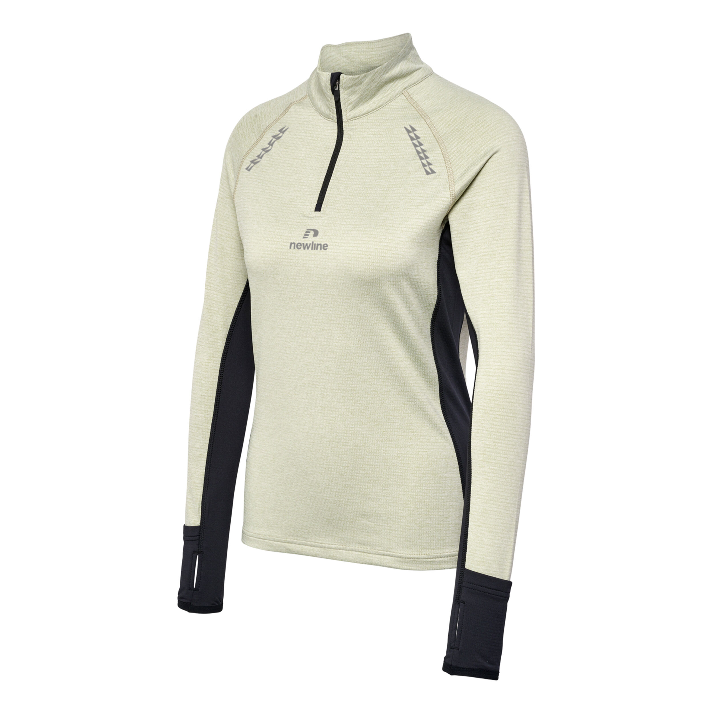 Mesa Half-Zip Lauftop Damen - Beige, Schwarz