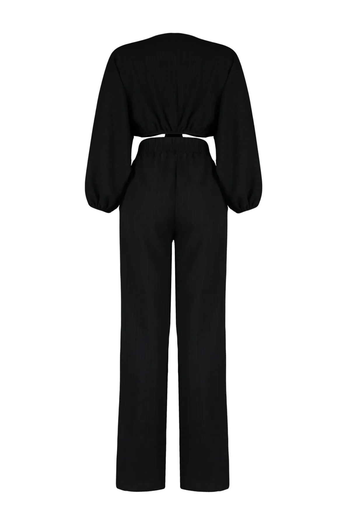 Trendyol Collection  Schwarzes gewebtes Blusen- und Hosenset mit Schlitz TBESS24AU00038