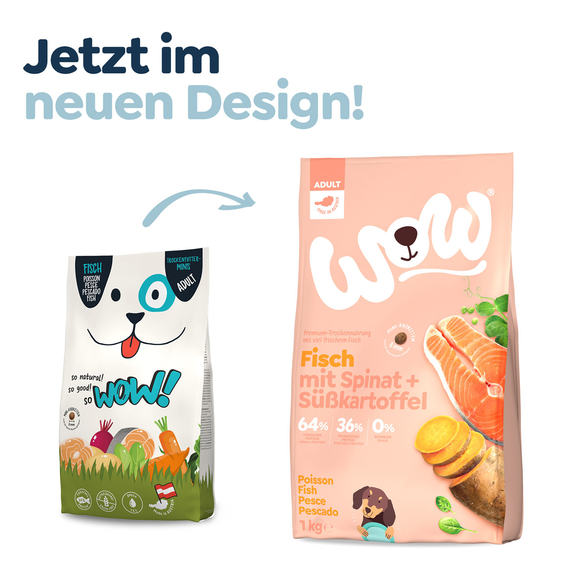 WOW Minis Adult Fisch mit Spinat und Süßkartoffel 1kg