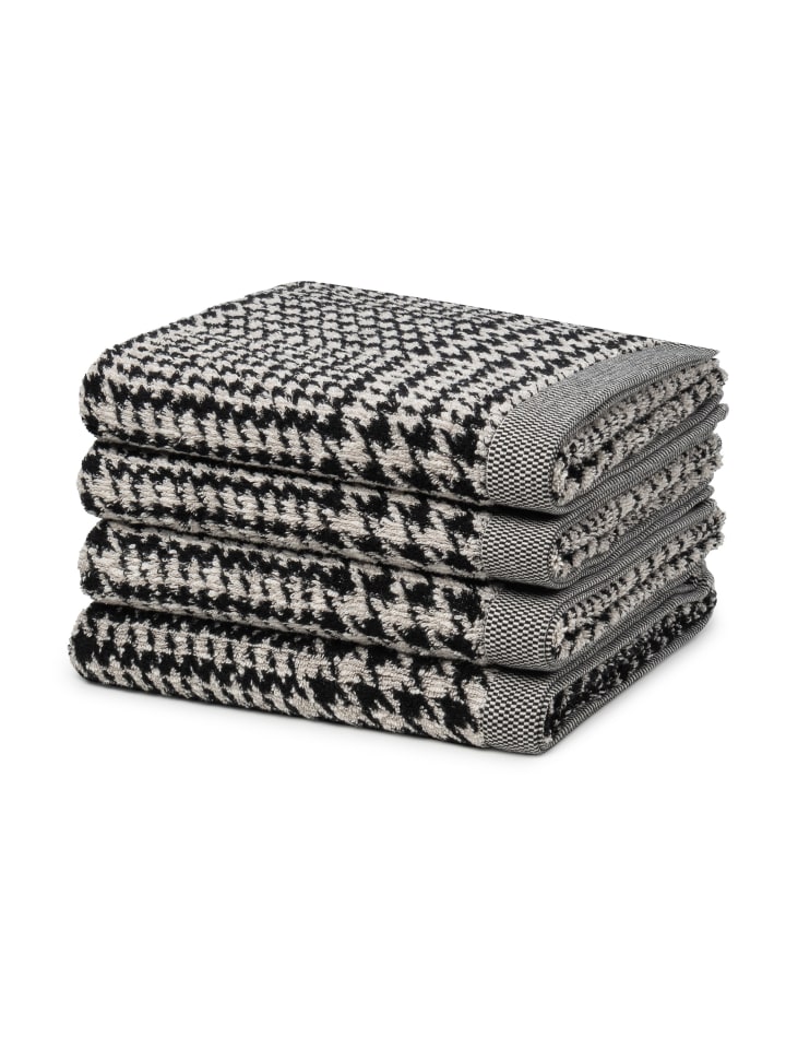 Möve 4 X Handtuch - im Set Brooklyn Glencheck in Nature/Black günstig kaufen 50 x 100 cm