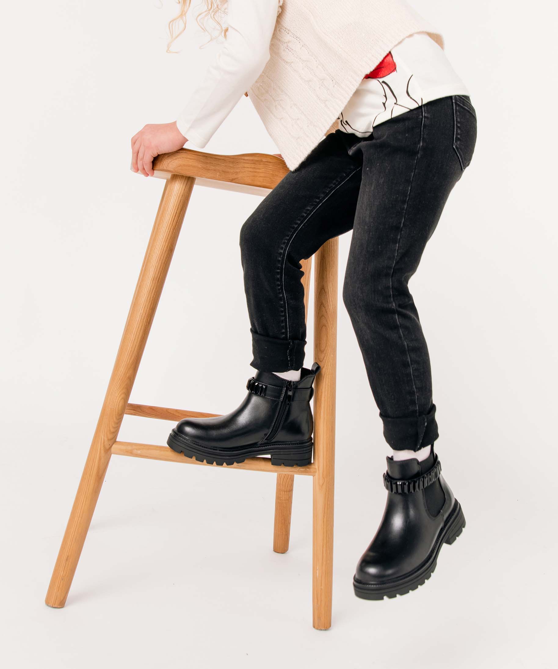 Jean fille coupe Slim taille+large en matière extensible noir | GEMO