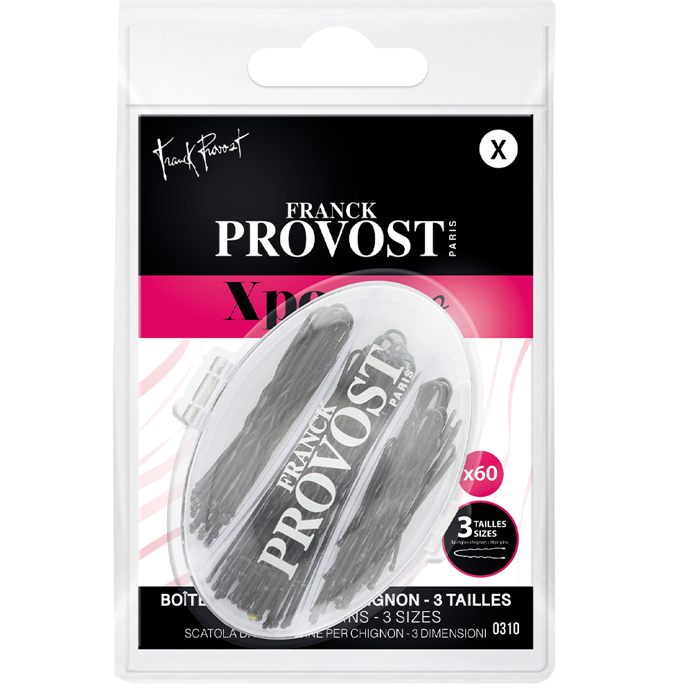 Franck Provost BOÎTE PLEXI ÉPINGLES CHIGNON NOIRES - 3TAILLES SERRE-TETE