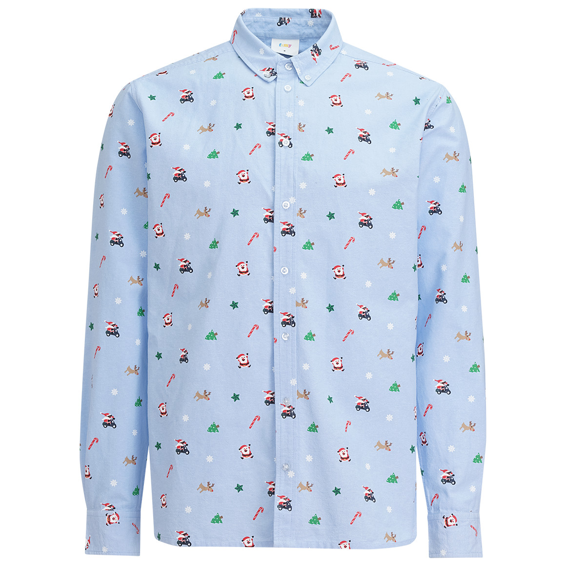 Herren Weihnachtshemd mit Allover-Print hellblau