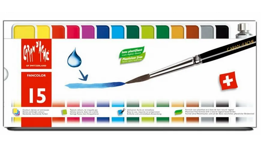 Caran d`Ache Fancolor Gouache Tempera Farbkasten 15er
