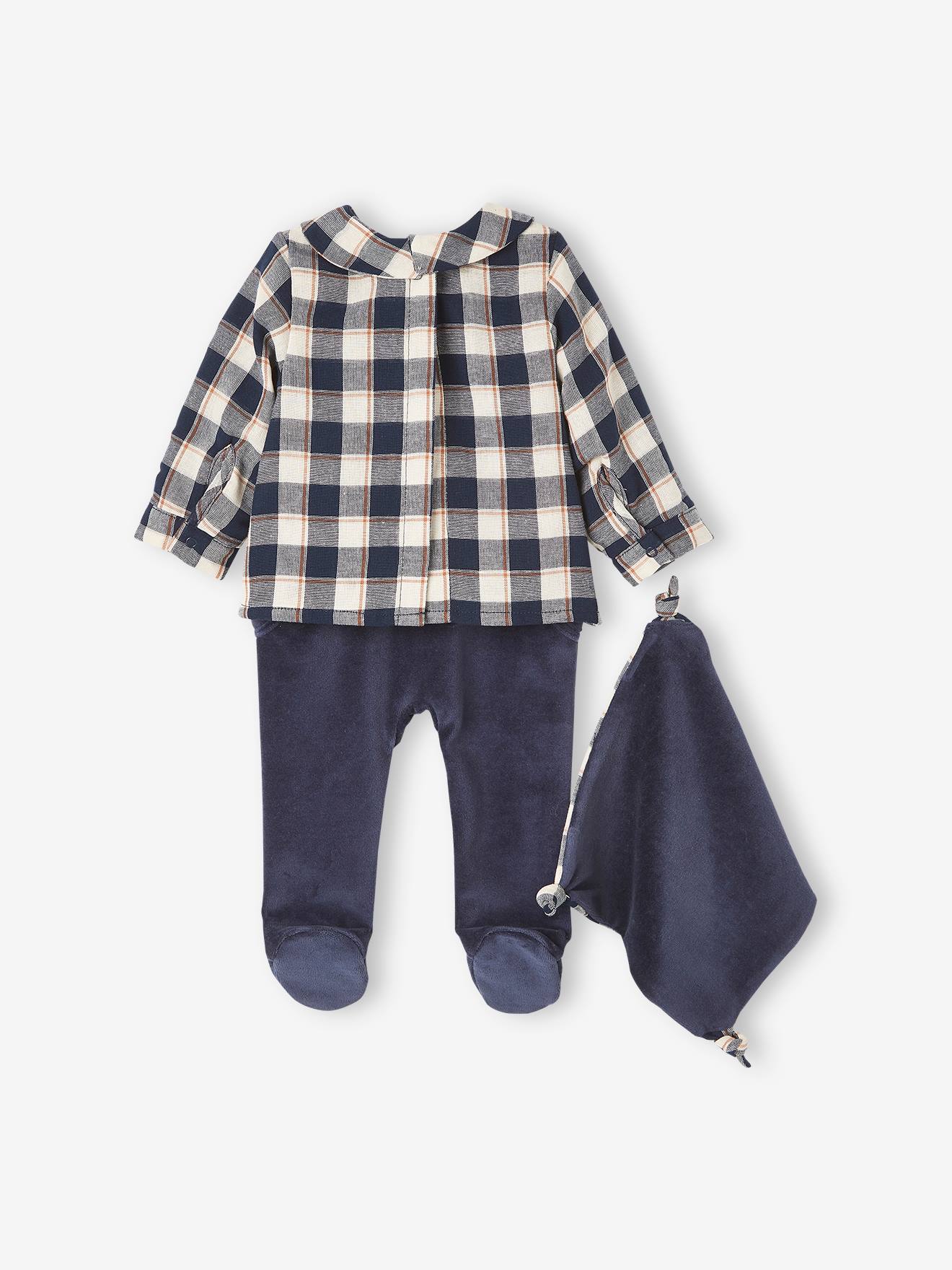 Dors-bien bébé garçon 2en1 avec doudou assorti encre