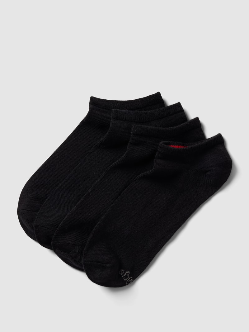 Sneakersocken mit Label-Print im 4er-Pack in schwarz