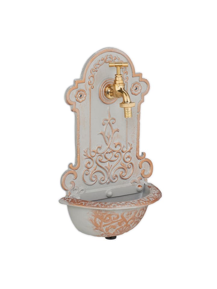 relaxdays Wandbrunnen in Gold/ Grau - (B)22 x (H)36 x (T)10,5 cm günstig kaufen onesize