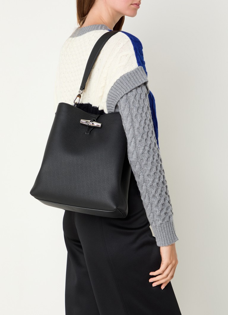 Longchamp Le Roseau -nahkainen olkalaukku M