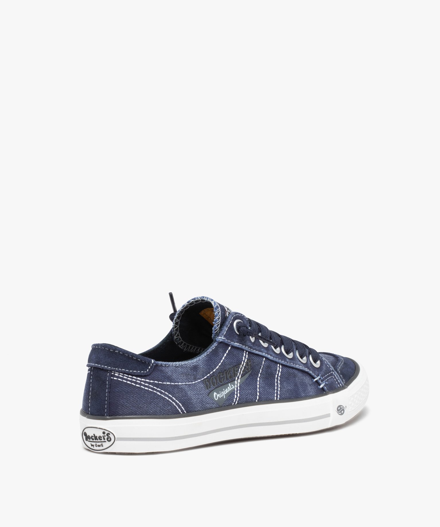 Baskets homme en toile denim unie à lacets - Dockers marine | GEMO