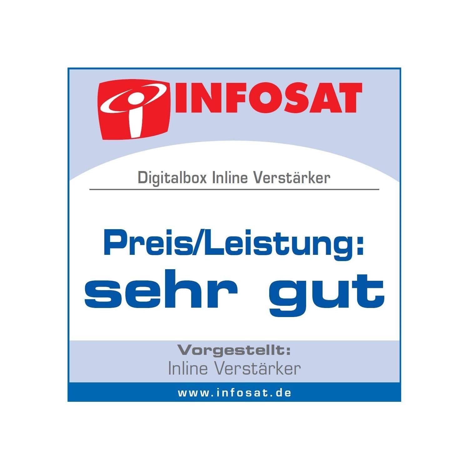 Digitalbox Inline-Verstärker, 20dB, silber-weiß (Inline-Verstärker) Zwischenverstärker