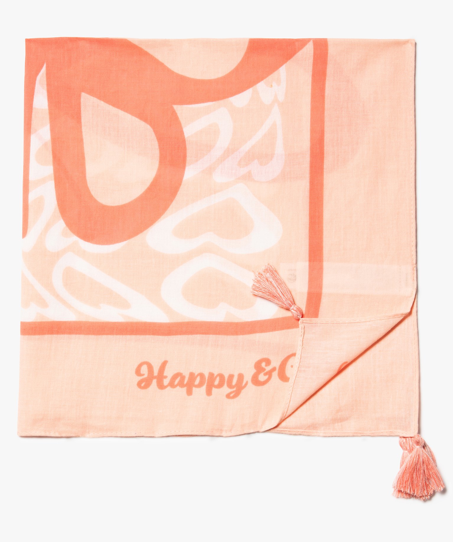 Foulard file à motif papillon et pompons rose | GEMO