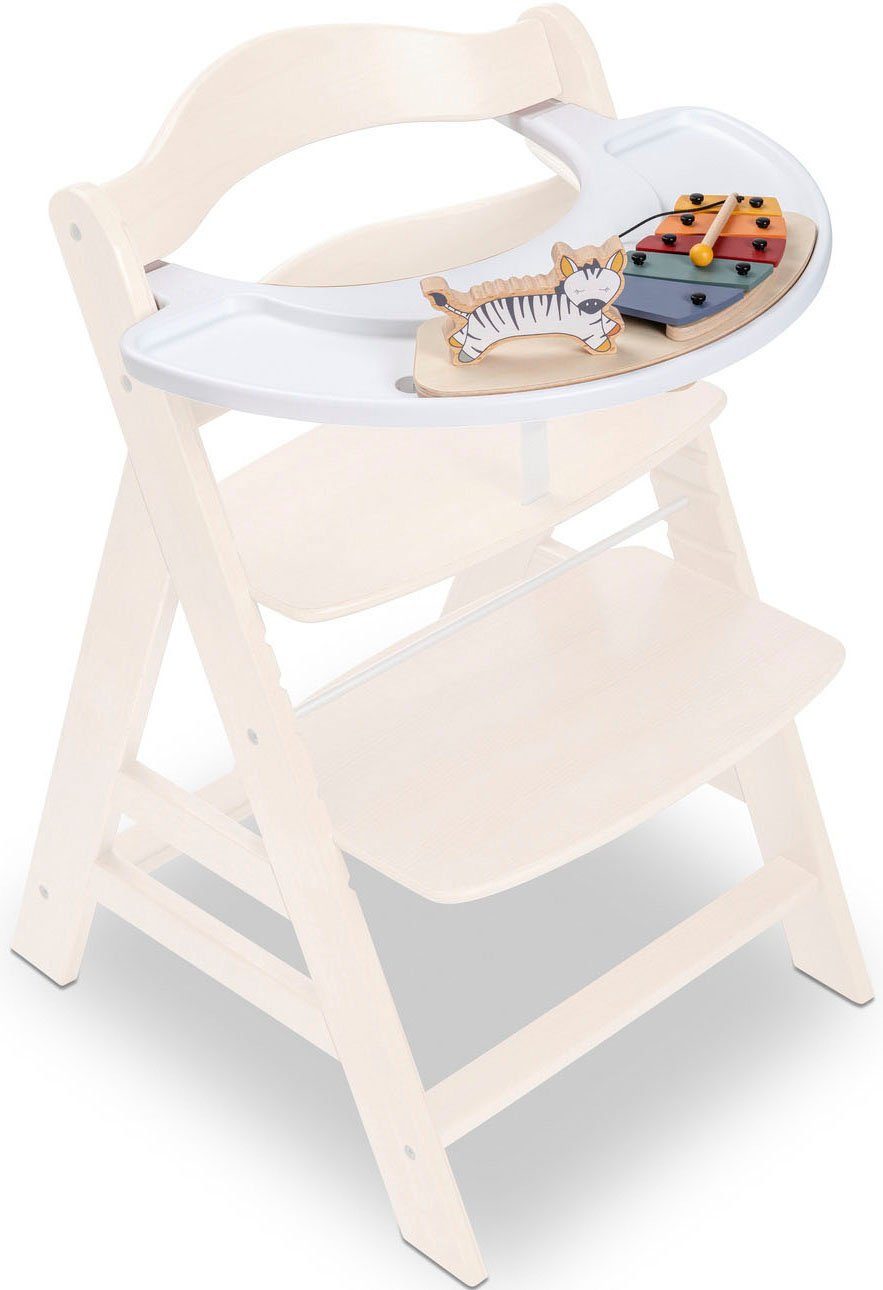 Hauck Hochstuhltablett Alpha Play Music Set Zebra, Holz, Kunststoff, FSC® - schützt Wald - weltweit