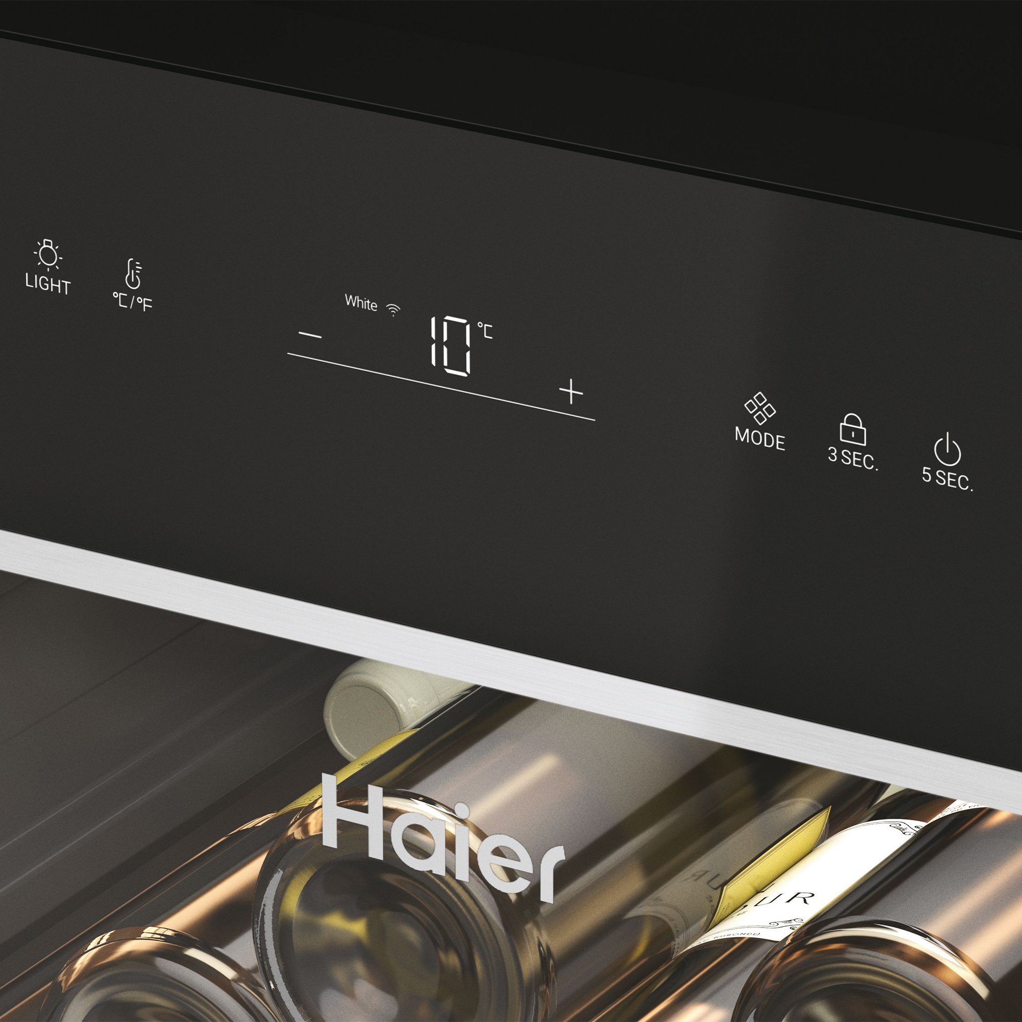 Haier Weinkühlschrank HWS247GGU1, für 247 Standardflaschen á 0,75l,Wifi und hOn App, Mono Zone, für 247 Flaschen, 3D LED