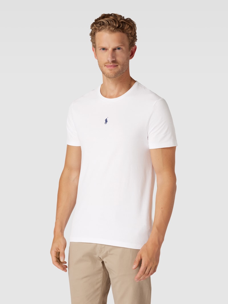T-Shirt mit Logo-Stitching in weiß