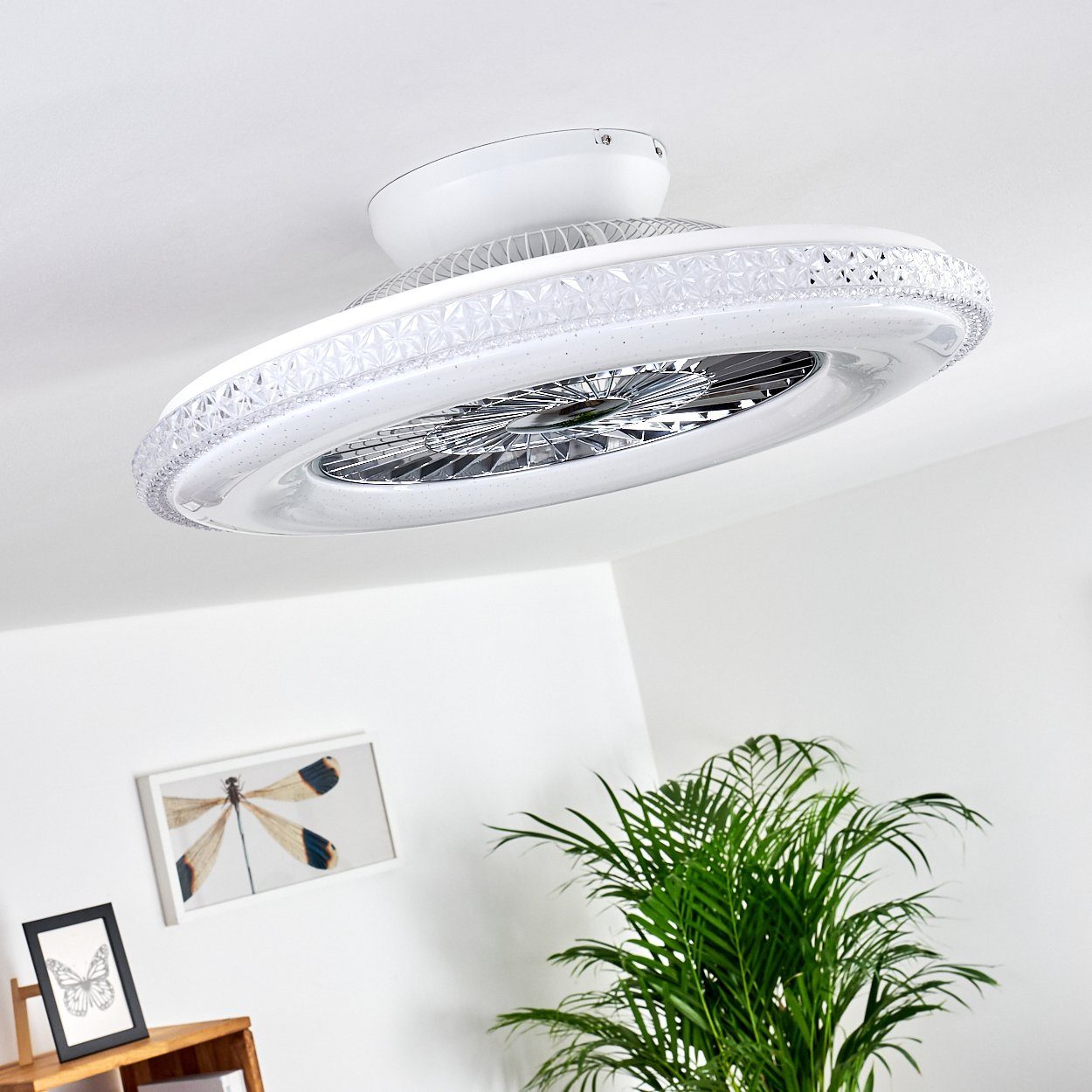 hofstein Deckenventilator Vaprio LED Deckenventilator in Weiß/Chorm