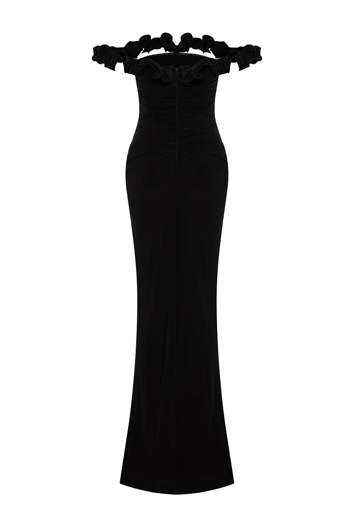 Trendyol Collection  Schwarzes, figurbetontes, gestricktes langes Abendkleid TPRSS24AE00082