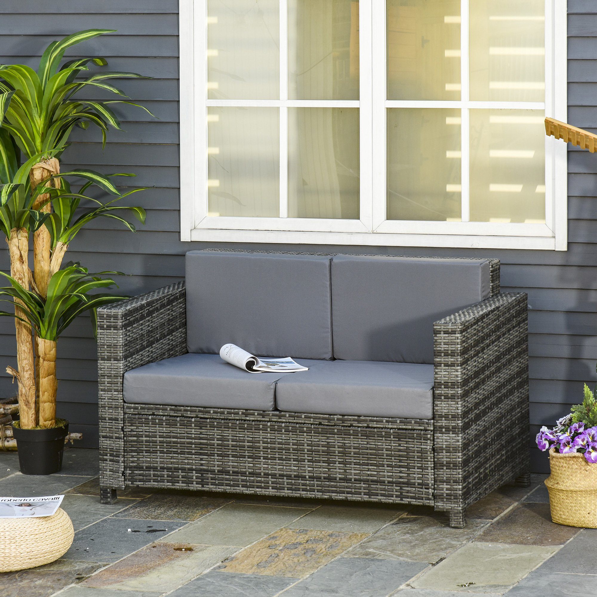 Outsunny Loungesofa Rattan Sofa, 35 cm
