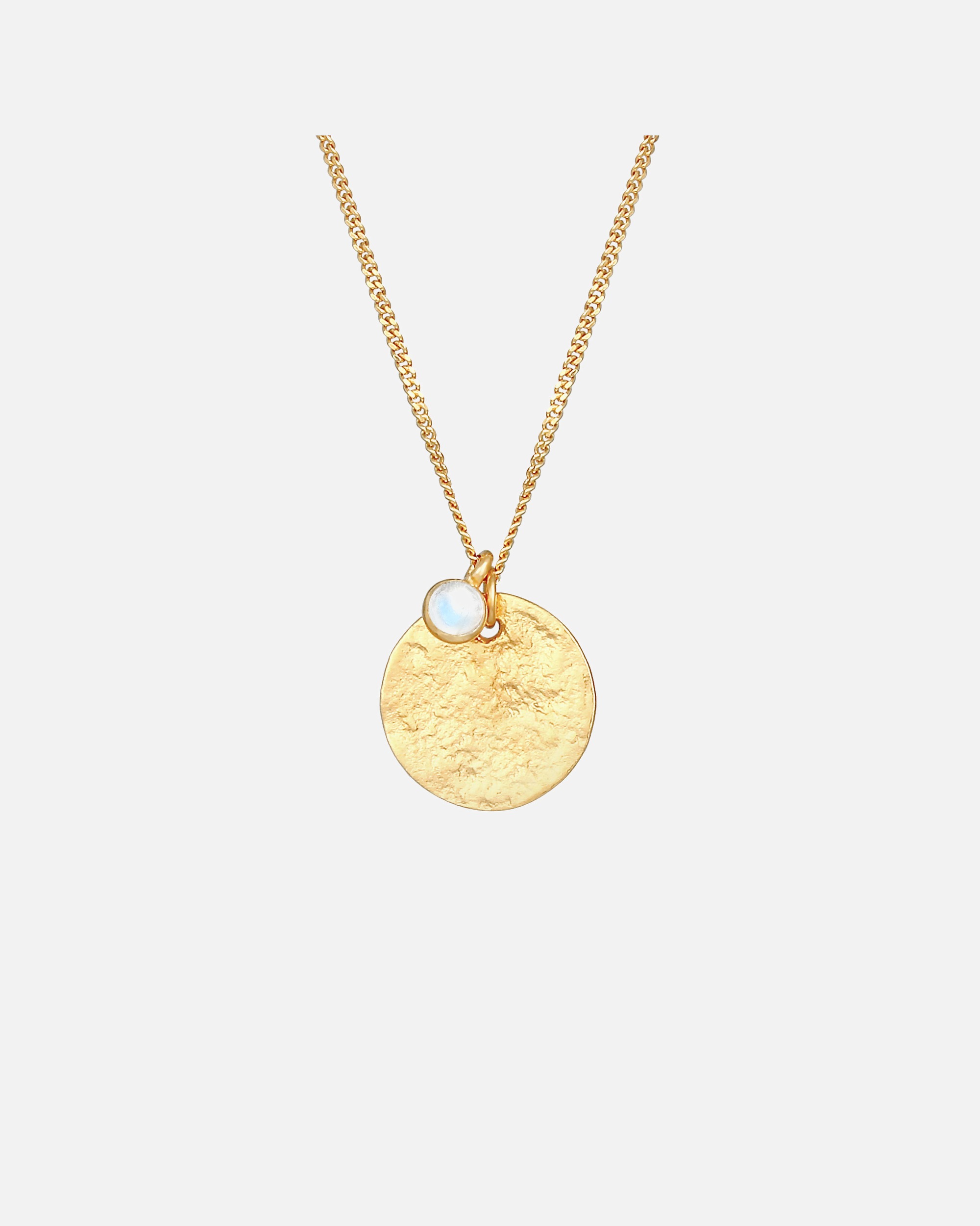 Colgante de placa Elli Vintage Organic para mujer con piedra lunar en plata de ley 925 chapada en oro.