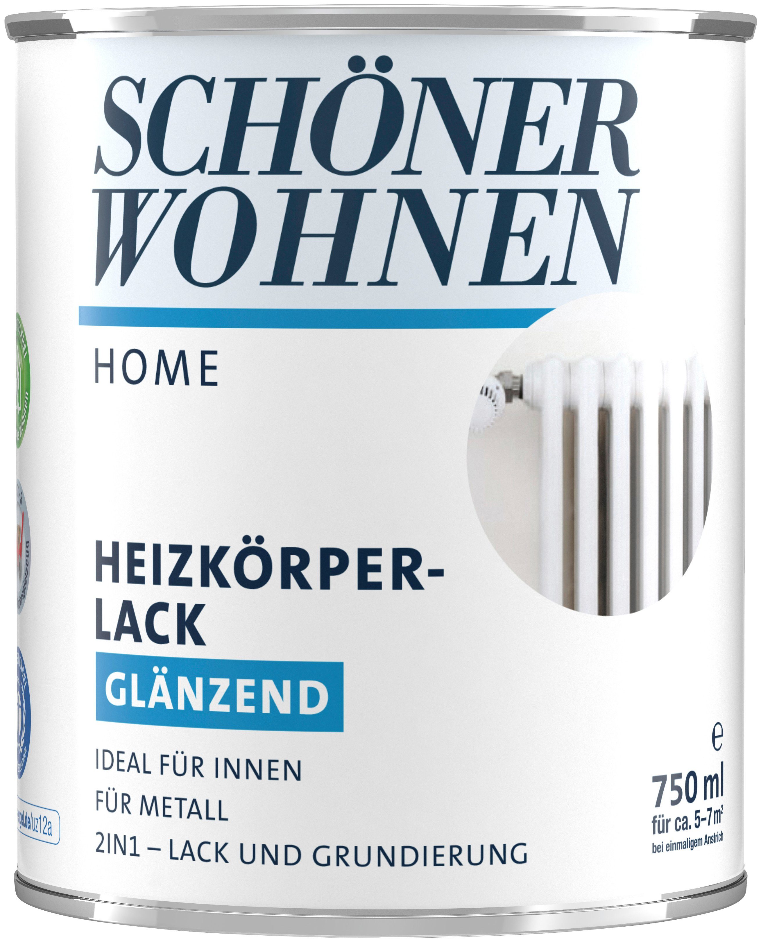 SCHÖNER WOHNEN FARBE Heizkörperlack Home, 750 ml, weiß, glänzend, ideal für innen, 2in1-Lack