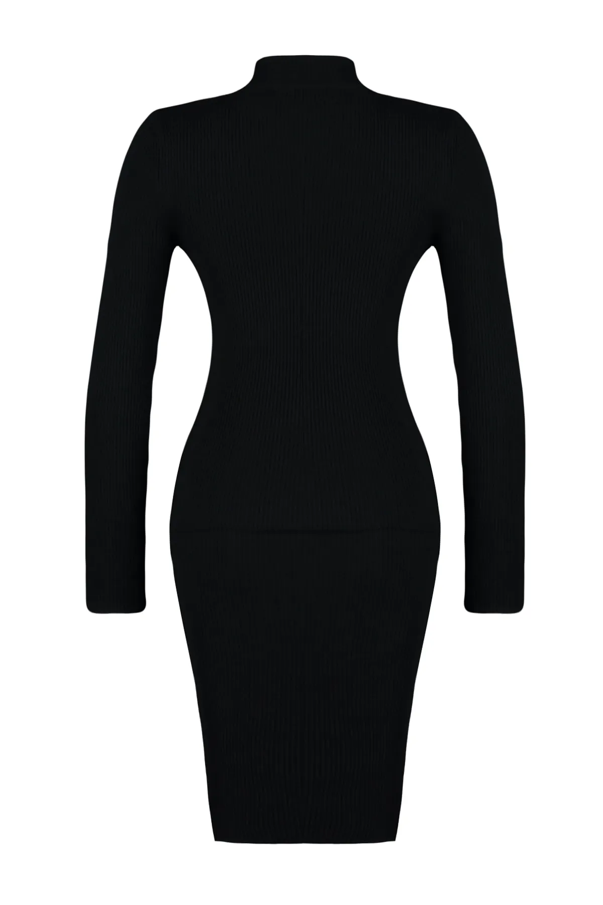 Trendyol Collection  Schwarzes Premium-Garn/Spezialgarn, geripptes Basic-Strickoberteil-Set TWOAW24AU00005