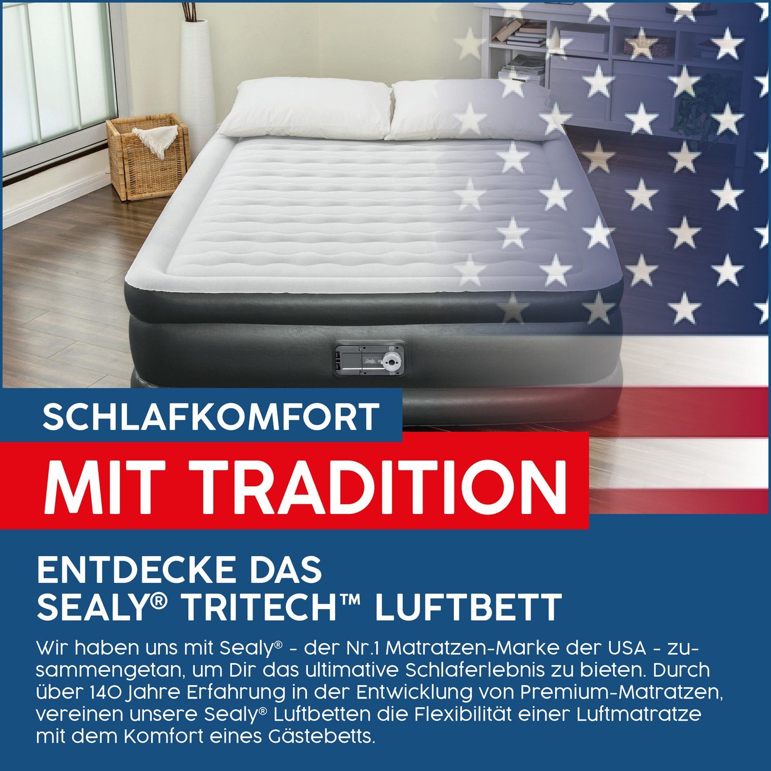 Bestway Luftbett Double 2 Personen selbstaufblasend extra hoch XXL 203 x 152 x 51 cm