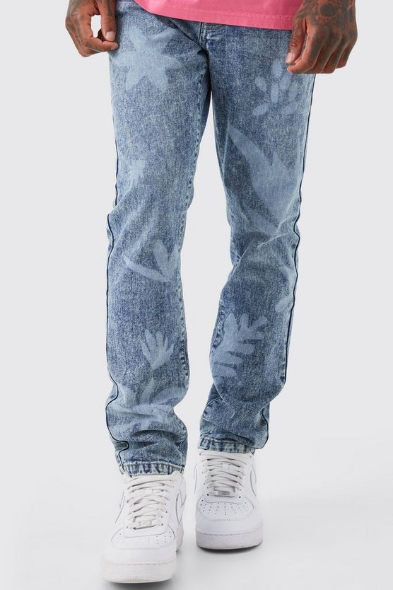 Slim-Fit Jeans mit Laser-Print